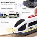 WOOD CITY Battery Operated Train for Wooden Track, Electric Locomotive Train Set with Powerful Engine Compatible with Thomas, Brio, Chuggington, Bullet Car Toys for Toddlers 3 4 5 Year Olds