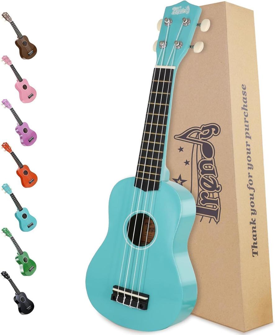 Trendy Soprano Saint Patrick's Day Ukulele for Beginners 21 Inch Hawaiian Wood Ukuleles for Adult Student Starter Four Strings Guitar (Light Blue)