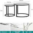 Smuxee White Nesting Coffee Table Set of 2, 23.6" Round Coffee Table Wood Grain Top with Adjustable Non-Slip Feet, Industrial End Table Side Tables for Living Room Bedroom Balcony Yard