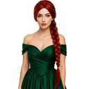 Wiggy Mermaid Red Braid Princess Wig and Crown Ears Accessories for Adult Women, 29.5'' Ultra Long Dark Red Braided Pre-styled Wig + Cap for Halloween Costume Party Cosplay