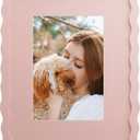 8x10 Picture Frame with Mat for 5x7, Wavy Edge Wooden Real Glass Photo Frame for Tabletop and Wall Hanging, Pink, 1 Pack