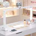 Half Moon Light for Nail Desk, Large Square Nail Lamp for Desk with Phone Holder, Professional Manicurist Desktop Lamp, LED Light Suitable for Manicures, Tattoos, White with Rhinestones (1 Pack)