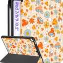 for iPad 9th/8th/7th Generation Case 10.2 Inch Girls Cute Kids Women Folio Smart Cover Pencil Holder Mushroom Aesthetic Design Girly Kawaii Teens Cases for iPad 7/8/9 Gen A2602 A2270 A2197