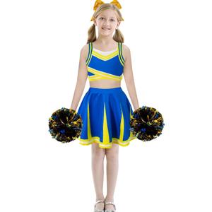 QIKUBI Girls Cheerleader Costume Halloween Cheerleading Uniform Outfit with Accessories for Kids 6R