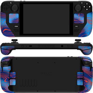 PlayVital Premium Split Handle Grips Soft Rubber Grip Pads for Steam Deck LCD & OLED, Trackpads Skin Grip Trigger Back Button Grip with Thumb Grips - Hexagonal Diamond Textured Damascuscamo