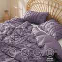 Bedsure Boho Duvet Cover Queen Size, Soft & Comfortable Elegant Design Boho Bedding for Decoration, Machine Washable Comforter Cover for All Seasons,Includes 1 Duvet Cover & 2 Pillow Shams,Purple