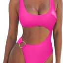 SUUKSESS Women Sexy One Piece Tummy Control Swimsuit Cutout Backless Bathing Suit,small