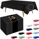 10 Pack Black Disposable Tablecloth, 54108 Inches Waterproof Plastic Rectangle Table Cover, Leakproof & Sturdy Table Cloth for for Wedding, Birthday, Picnic, Holiday Party Decoration