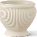 ARBORA 18" Cannes Urn Polyresin Indoor and Outdoor Planter with Stone Blend Concrete Gray Finish - Durable, Weatherproof, Lightweight, Large Plant Pot for Patio, Garden, Deck, Entryway,Cream