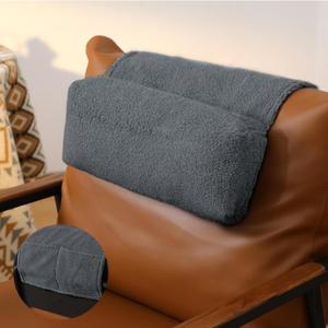 Sherpa Head Recliner Pillow Head and Neck Pillow for Recliner Chair with Storage Pocket Neck Relief and Cervical Support for Travel Home Sofa Armchair 23.6 x 15.7 Inch(Dark Gray)