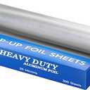 Precut Pop Up Heavy Duty Aluminum Foil Sheets - 300 Pcs of Ultra Thick 20 Micron Foil Sheets for Food - (12"x10.75") Premium Cooking Liners for Versatile Use in Cooking & Baking