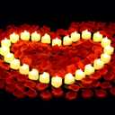 Cridoz 2000 Pieces Artificial Rose Petals with 24 LED Tea Lights Candles, Romantic Decorations Special Night Set for Night, Valentine's Day, Wedding Anniversary or Table Decor, Warm White