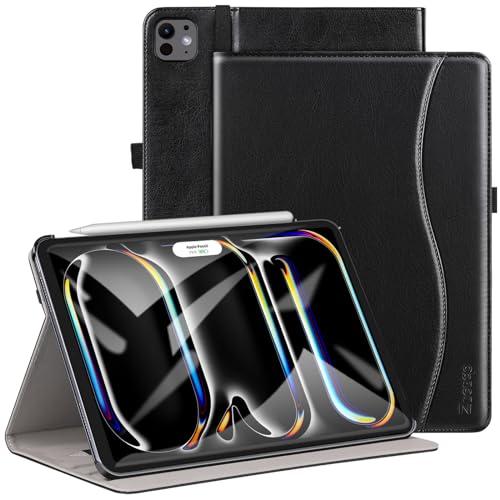 ZtotopCases for iPad Pro 11 Inch Case (M5) 2025/ (M4) 2024 - PU Leather Smart Cover, with Auto Wake/Sleep, Multiple View Angles, Hand Strap & Pocket - Black