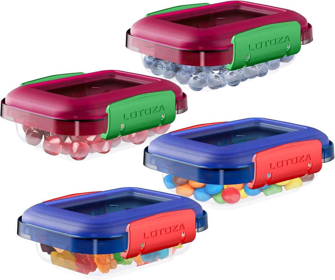 2 x 5oz Small Food Storage Containers with Lids Plastic LeakProof for Snack Puree Salad Dressing Kids Mini Bento Box 4 SETS Dishwasher Safe BPA Free