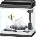 PONDON 4 Gallon Fish Tank with Detachable Lid, Low-Iron Glass Aquarium Starter Kit with LED Light, Beginner-Friendly Betta Aquarium with Removable Filtration
