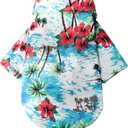Dog Hawaiian Shirt Hawaii Style Summer Dog Clothes Boy Girl Breathable Cool Costume Beach Seaside Sweatshirt for Small Puppy Polo T-Shirt Pet Outfit, L