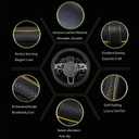 Gomass Car Steering Wheel Cover, Anti-Slip, Safety, Soft, Breathable, Heavy Duty, Thick, Full Surround, Sports Style (Black with Yellow Line)