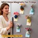 8 Pack Ceramic Mini Vase Fridge Magnets with Artificial Flowers, Cute Magnetic Vase Decor for Locker Office Home, Ideal Gift