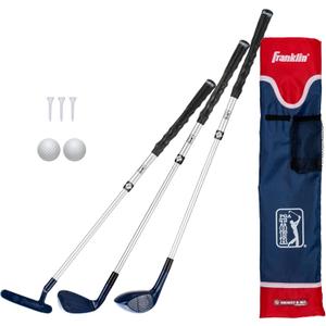Franklin Sports PGA Tour Kids Golf Set - Youth Adjustable Plastic Golf Club Set - Kids Plastic Golf Set with Bag and Balls - Adjustable Length Clubs for Toddlers - Red & Blue