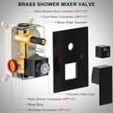 Black Shower System, Shower Faucet Set Bathroom Square Rain Shower Head and Handle Set, Wall Mounted Shower Fixtures With Shower Valve and Trim Kit 12 inch Matte Black