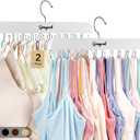 Bra Hanger for Closet, 2 Pack Tank Top Hanger w/20 Hooks Capacity Foldable Wood Space Saving Hangers, 360Rotating Closet Organizers and Storage for Dorm & Apartment for Bra Scarf Ties(White)
