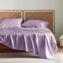 Bedsure Queen Sheet Set, Rayon Derived from Bamboo, Cooling Sheets, PureWoven, Breathable & Soft, Deep Pocket Up to 16 Inches, Hotel Luxury Silky Bedding for Hot Sleepers, Lilac