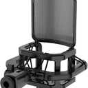 Microphone shock mount with Filter Screen for Lewitt RAY LCT-240 Pro LCT 440 Pure LCT 441 FLEX Compatible with protruding stems (d23 mm) like the AKG C series,ect (Black)