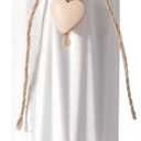 Elegant 8 Inch Ceramic Vase with Geometric Pattern, Decorative Vase with Jute Rope & Heart Charm for Home Dcor, Table Centerpieces, and Gifts, Ideal for Living Room, Bedroom, and Office