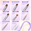 2 x MEFA Nail Art Brushes Set, 8 Pcs Nail Brushes for Nail Art and Nail Art Palette with Polish Brush, Extension Gel Brush, Liner Brush, Carved Brush, Dotting Pen, Builder Brush, Fan Brush for Home Salon (A-Macaron Color)