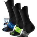 Juclise Compression Running Socks, Bamboo Viscose Coolmax Moisture-Wicking Anti-Blister Athletic Hiking Workout Gym Padded(S,Blue+Lime+Black) (Blue, S)