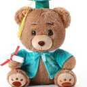 Deekin 10 Inch Graduation Bears Stuffed Animal Class of 2025 Plush Bear in Black Cap Graduation Bear Kindergarten Graduation Gifts Stuffed Bear Plush Bear Toy for Grad Party Decor (Blue)