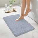 Bathroom Rugs Non Slip 24"x16", Absorbent Bath Mats Quick Dry, Shaggy Microfiber Bath Rugs, Extra Soft Plush, Machine Washable Bath Mats for Bathroom Floor, Tub and Shower, Blue Grey