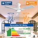 Depuley 42-Inch Ceiling Fans with Lights: White 3 Blade Flush Mount Low Profile Ceiling Fan for Bedroom - Dimmable Indoor Outdoor Fan with Remote Control Ultra Quiet DC Motor Timer