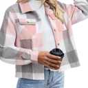 Zeagoo Flannels for Women Cropped Shacket Jacket Fashion Plaid Button Down Shirt 2026 Fall Coat Tops Large, Ydl11