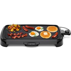 Chefman XL Electric Griddle with Removable Temperature Control, Immersible Flat Top Grill, Burger, Eggs, Pancake Griddle, Nonstick Extra Large Cooking Surface, Slide Out Drip Tray, 10 x 20 Inch