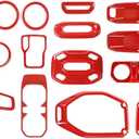 JWWY for JL Interior kit Set,Air Vent Start Door Handle Window Button Cup Holder Reading Light Cover Center Console Dashboard Trim for 2018-2023+Jeep Wrangler JL Interior Accessories,4xe 23pcs ABS Red