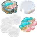 Panamalar Silicone Coaster Resin Molds, 5PCS Flower Coaster Molds with Holder Mold for Epoxy Resin, Coaster Tray Resin Casting Molds for DIY Art Craft Home Decoration Table Wine Cup Mat