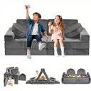 JWPEHOE 12pcs Modular Kids Play Couch - CPC Certified Convertible Toddler Sectional Sofa, Washable Durable Foam Floor Cushion for Kids Playroom (Play Fort/ Castle), Grey
