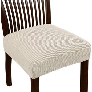 Turquoize Stretch Dining Chair Covers Seat Covers for Dining Room Chair Covers Set of 6Removable Washable Kitchen Chair Seat Cushion Slipcovers Protector, Natural