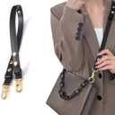 Jiesinlov Bag Strap Genuine Leather Shoulder Strap Replacement Three Gears Adjustable Purse Strap for Boulogne Handbag (Black)