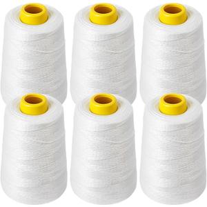 6 Pack Heavy-Duty Polyester Sewing Machine Thread 6-Ply Industrial for Rice Bags, Canvas, Carpet, Leather Composite Bags