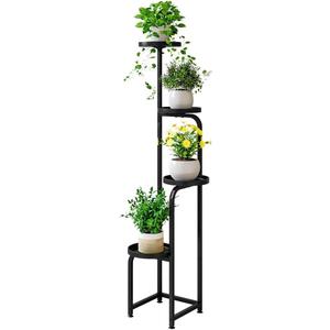INGIORDAR Plant Stand Indoor Outdoor 4 Tier Metal Plant Shelf for Multiple Plants Corner Flower Holders for Living Room Balcony Bedroom Patio Garden, Black (Black, 4-Tier)