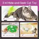 Interactive Cat Toy, Rechargeable Automatic Moving Concealed Feather, Touch-Activated with Mouse Squeak, 3 Modes, USB Cat Kitten Toy for Indoor Cats, Exercise & Boredom Relief