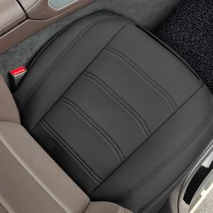 2 Pack Faux Leather Front Car Seat Covers Bottom Seat Cushion Covers, Anti-Slip Full Wrap Protection with Storage Pocket, Heavy Duty Universal Fit for Most Vehicles, Sedan, Truck, SUV (Black)