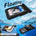 3 x Waterproof Phone Pouch Double Pocket, Floating IPX8 8.5 inch Waterproof Phone Case for Beach Vacation Essentials for Compatible IPhone 16 15 14 Pro Max Galaxy S25 S24 Waterproof Dry Bag Black