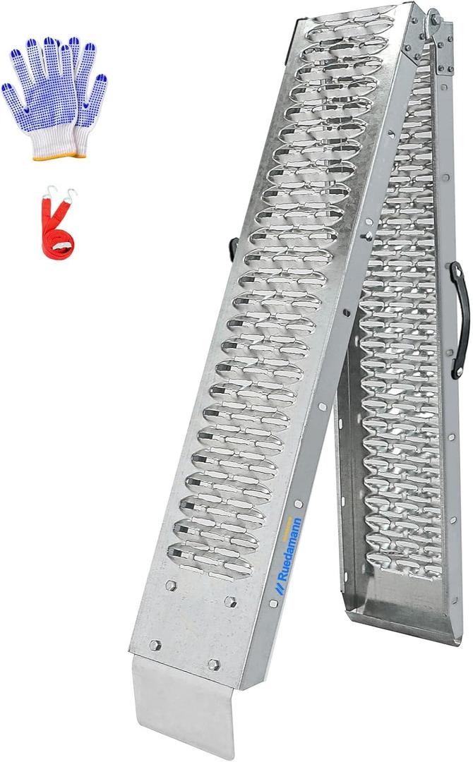 Ruedamann 83" Folding Motorcycle Ramp, 480 lbs Capacity Steel Bike Ramp for Truck, Anti-Slip Loading Ramp for Dirt Bike, ATV, Lawn Mower, Outdoor Powersports, 1PC for Pickup Trailer & Tailgates