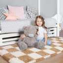 Pionblank Checkered Rug for Bedroom 2x6, Fluffy Runner Rugs for Living Room, Super Soft Shaggy Bedside Carpet for Kids Room Nursery Teens Dorm Decor, Beige and Cream White