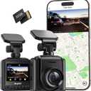2K Dash Cam with 32 GB Card, 1.5'' IPS Screen, External GPS, WiFi Dash Camera for Cars, Front Dashcams for Cars with APP, WDR, Night Vision, 24 Hours Parking Monitor, G-Sensor, Loop Recording