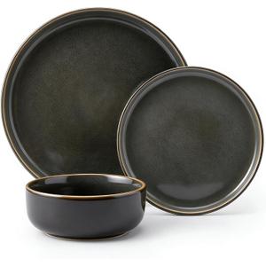 Plates and Bowls Sets,12 Pieces Round Porcelain Dinnerware Sets,Dishes, Plates, Dishware Sets,Chip Resistant Ceramic Dish Set Dining Dinner Ware Service for 4