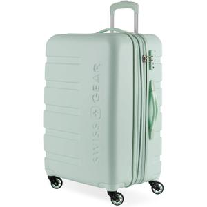 SwissGear 7366 Signature Hardside Expandable Luggage with Spinner Wheels, TSA Lock, Clearly Aqua, Checked-Medium 23-Inch